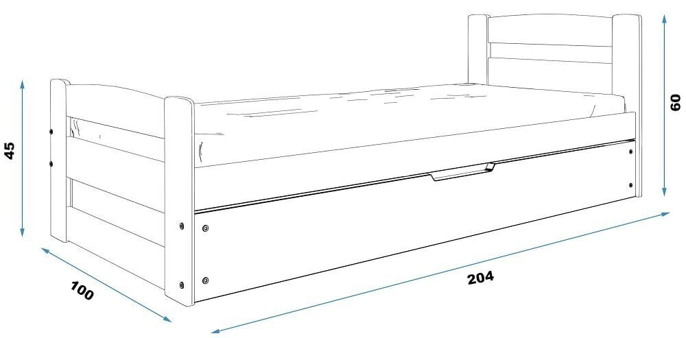 Bērnu gulta BMS415, 90x200 cm, balts cena un informācija | Bērnu gultas | 220.lv