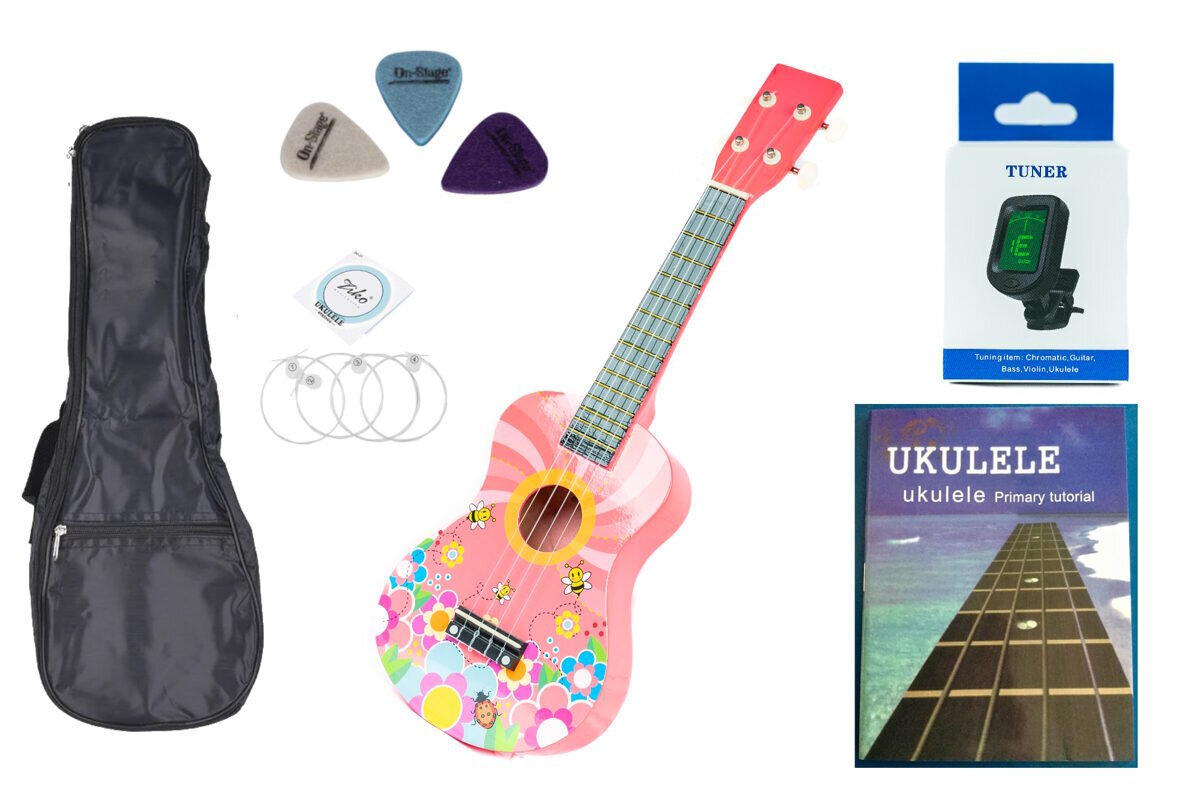 Ukuleles komplekts, Jasmin U3, rozā цена и информация | Ģitāras | 220.lv