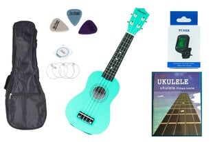 Ukuleles komplekts, Jasmin U3, zaļa cena un informācija | Ģitāras | 220.lv