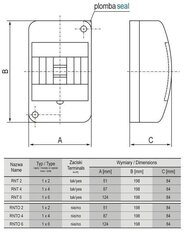 Распределительный щит RNTO 2S 1x2 для накладного монтажа цена и информация | Электрические выключатели, розетки | 220.lv
