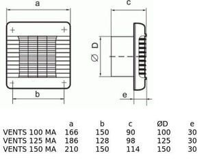 VENTILATORI 100 MA TH vannas istabas ventilators cena un informācija | Ventilatori | 220.lv