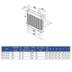 VENTILATORI 100 MA TH vannas istabas ventilators cena un informācija | Ventilatori | 220.lv