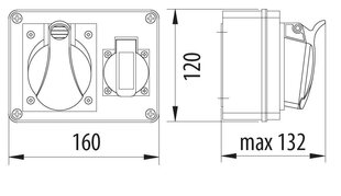 Распределительное устройство R-BOX 150 1x230V 1x16A/5P - B.1091 цена и информация | Электрические выключатели, розетки | 220.lv