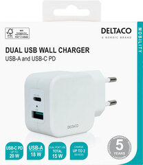 Deltaco USBC-AC149 Dual цена и информация | Зарядные устройства для телефонов | 220.lv