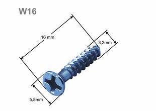 Savienojuma skrūves 16 mm W16 kastēm (100 gab.) cena un informācija | Stiprinājumi | 220.lv