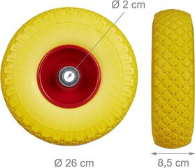 Relaksācijas, dzeltenīgi sarkanā 2x maisa ratiņu ritenis, drošs ar sadalījumu, pilnas gumijas riepas, 3,00-4 "tērauda loka, 20 mm ass, 100 kg, 260 x 85 mm, 10026069_960 cena un informācija | Auto piederumi | 220.lv