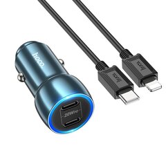 HOCO auto lādētājs 2x tips C + kabelis Type C uz iPhone Lightning 8-pin 40W Z48 safīra zils cena un informācija | Auto piederumi | 220.lv