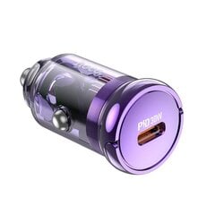 HOCO auto lādētājs Type C PD30W Z53 SIGHT caurspīdīgs violets cena un informācija | Auto piederumi | 220.lv