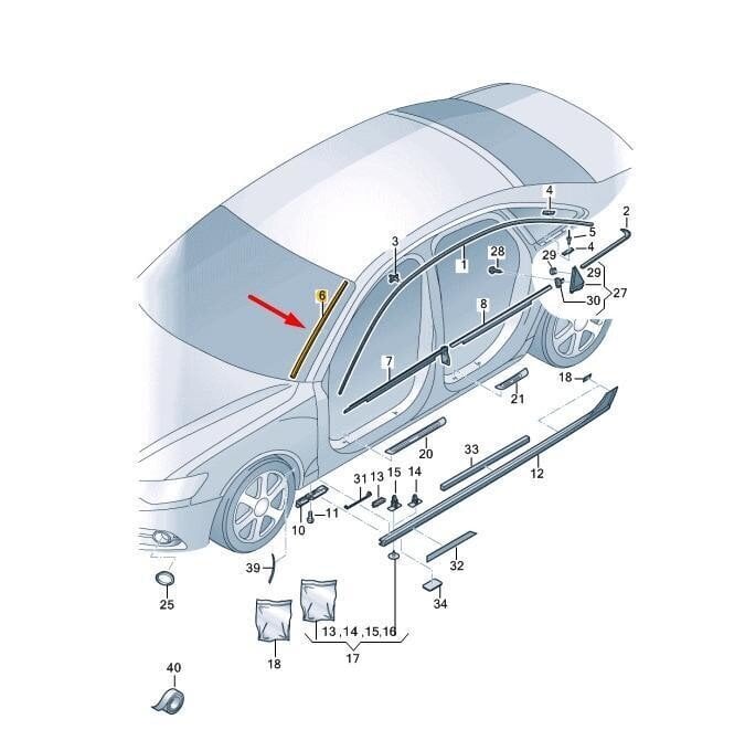 AUDI Ūdens deflektora sloksne, 4G0854327B01 cena un informācija | Auto piederumi | 220.lv