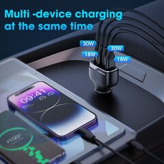 VEGER auto lādētājs 2xUSB + 2xType C PD 66W CC53-2A2C melns цена и информация | Автомобильные электропринадлежности 12V | 220.lv