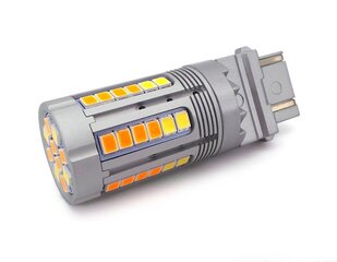 P27/7W LED spuldze 3157 12-24V balta-oranža bez kļūdas 2000 + 800lm cena un informācija | Auto spuldzes | 220.lv