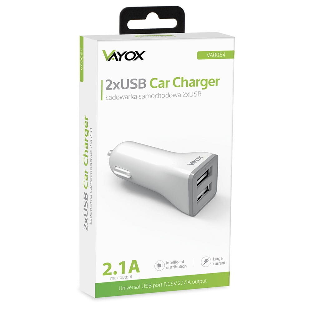 Auto lādētājs 2x USB 2.1A VA0054 Vayox cena un informācija | Auto 12V el. piederumi | 220.lv