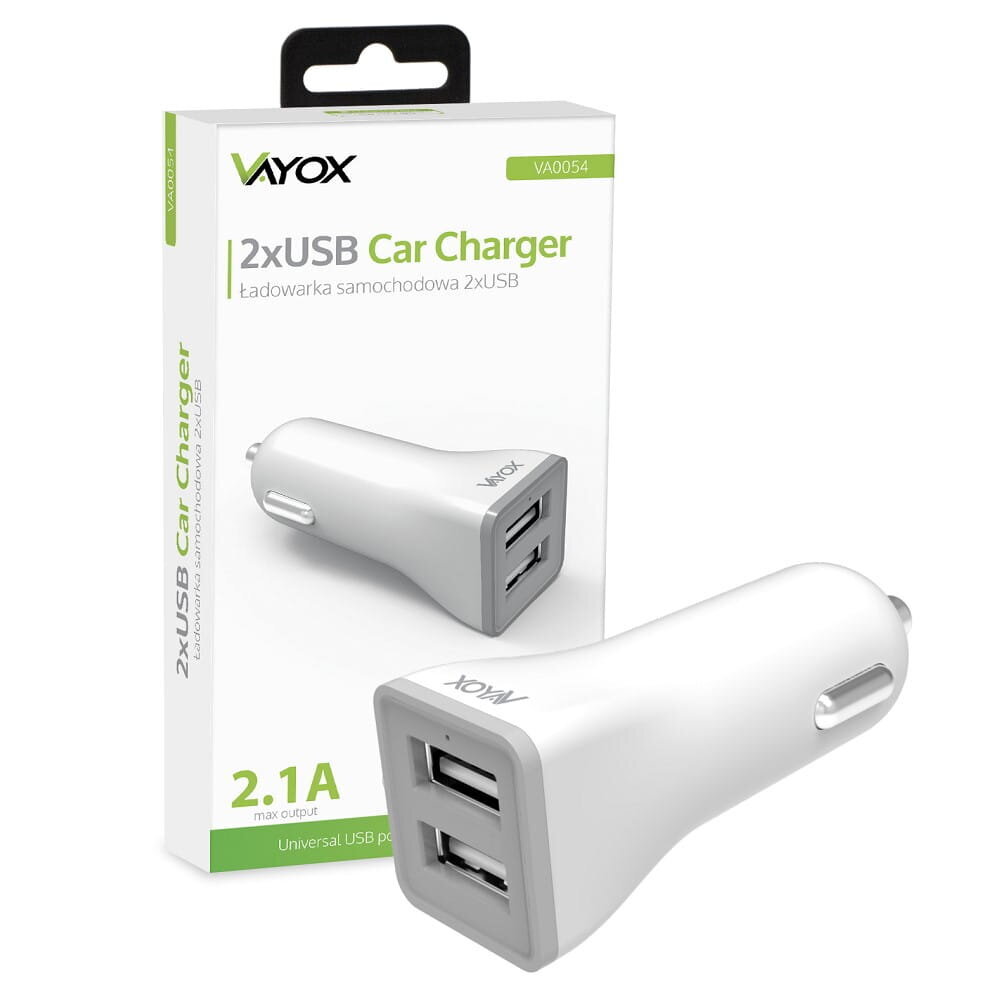 Auto lādētājs 2x USB 2.1A VA0054 Vayox cena un informācija | Auto 12V el. piederumi | 220.lv