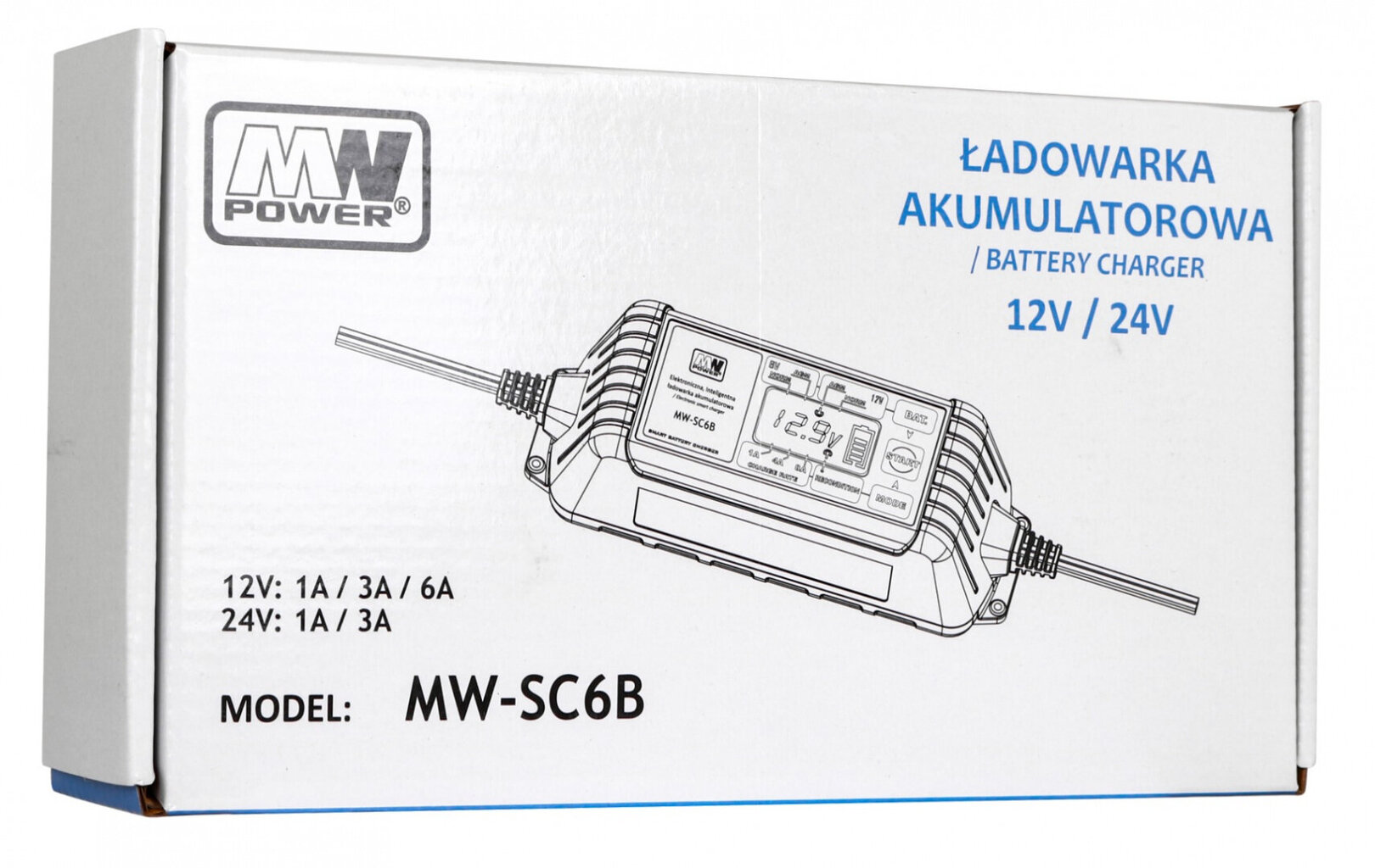 Vieds akumulatoru lādētājs ar LCD displeju 12V/24V MW-SC6B cena un informācija | Elektroauto uzlādes stacijas  | 220.lv