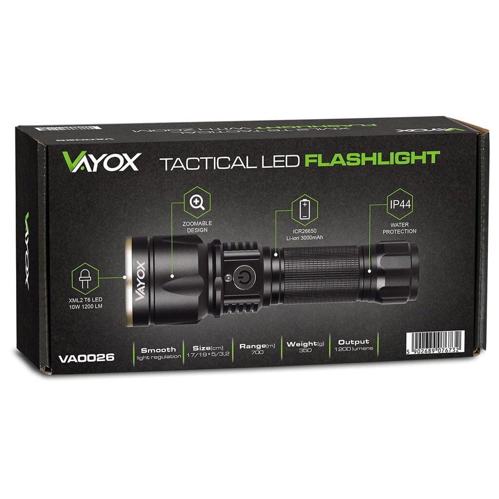 Taktiskais lukturis Vayox XML2 T6 LED Zoom VA0026 цена и информация | Lukturi | 220.lv