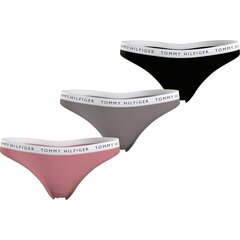 Трусы TOMMY HILFIGER Logo Waistband Thongs 3P Flora Pink/Oat Milk/Black UW0UW028290R1 цена и информация | Трусики | 220.lv