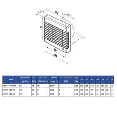 VENTS 100 MA T vannas istabas ventilators cena un informācija | Ventilatori | 220.lv