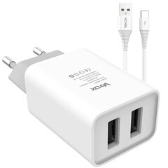 Vayox VA0052C, 2x USB 5V 2.1A + USB C, 1 m цена и информация | Адаптеры и USB разветвители | 220.lv