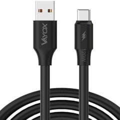 Кабель USB - USB-C 120W 3A 1м быстрая линия черный VA0121 Vayox цена и информация | Кабели и провода | 220.lv