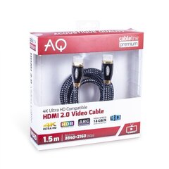 Кабель HDMI 2.0 PV10015 Длина 1,5 м AQ Premium цена и информация | Кабели и провода | 220.lv