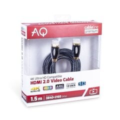 AQ Premium PV10050, HDMI 2.0, 5 m cena un informācija | Kabeļi un vadi | 220.lv