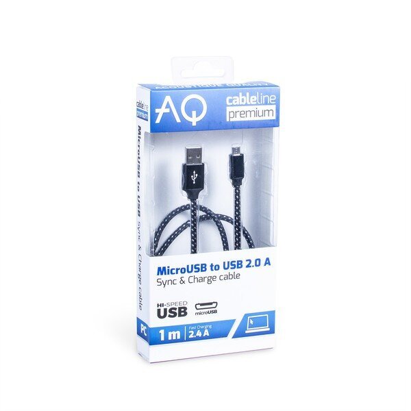 AQ Premium, USB 2.0 A - Micro-B, 1 m cena un informācija | Kabeļi un vadi | 220.lv