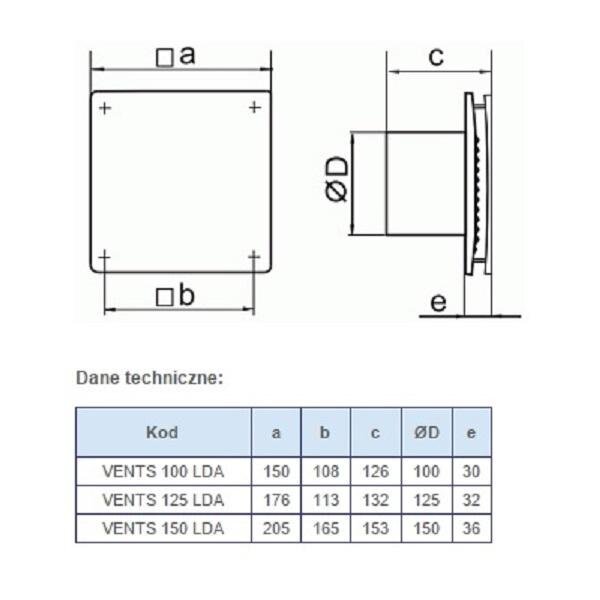 VENTS 100 LDA vannas istabas ventilators cena un informācija | Ventilatori | 220.lv