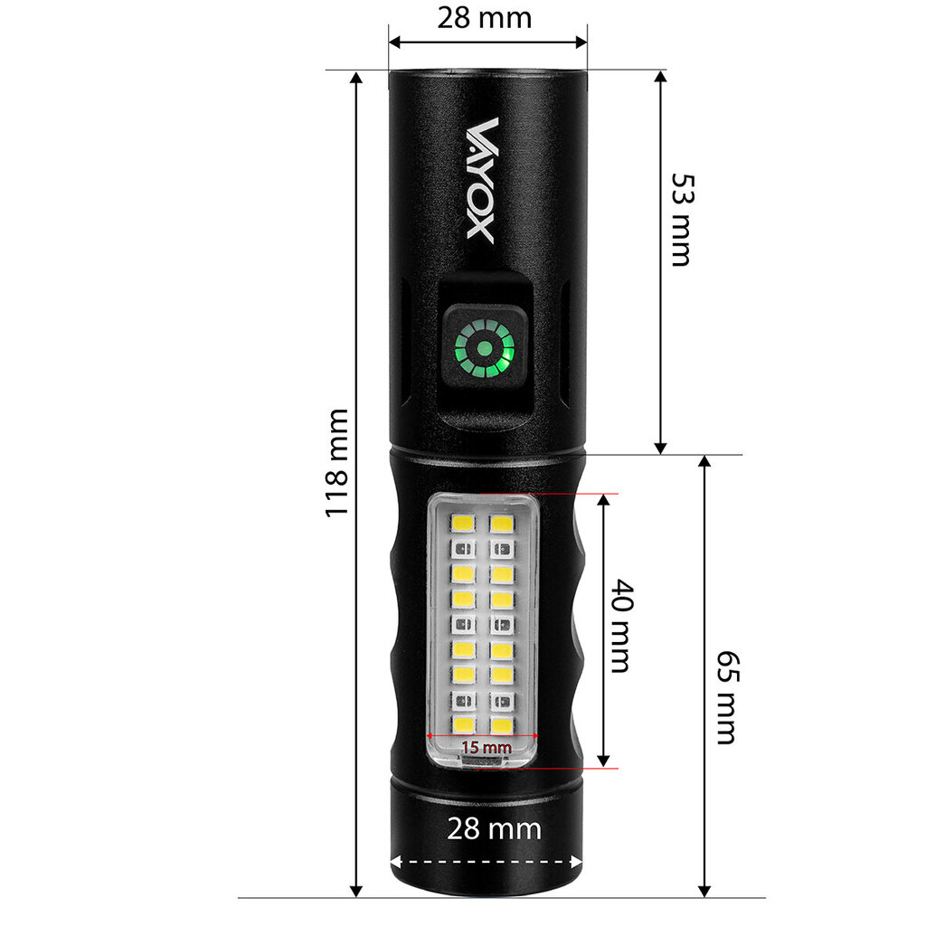 Uzlādējams lukturītis Vayox VA0184 cena un informācija | Lukturi un prožektori | 220.lv