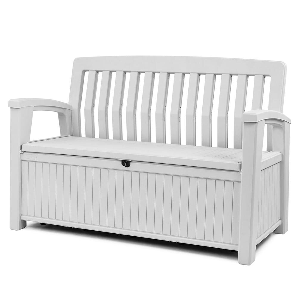 Dārza sols 2-in-1 Keter Patio Storage Bench 253818, balts цена и информация | Dārza soli | 220.lv