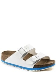 BIRKENSTOCK vīriešu baltas ādas čības ar zilu svītru Arizona PROF цена и информация | Мужские шлепанцы, босоножки | 220.lv