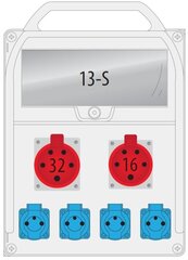 R-BOX 380R 1x16A/5P 1x32A/5P 4x230V 13S распределительное устройство - B.18.380-13 цена и информация | Электрические выключатели, розетки | 220.lv