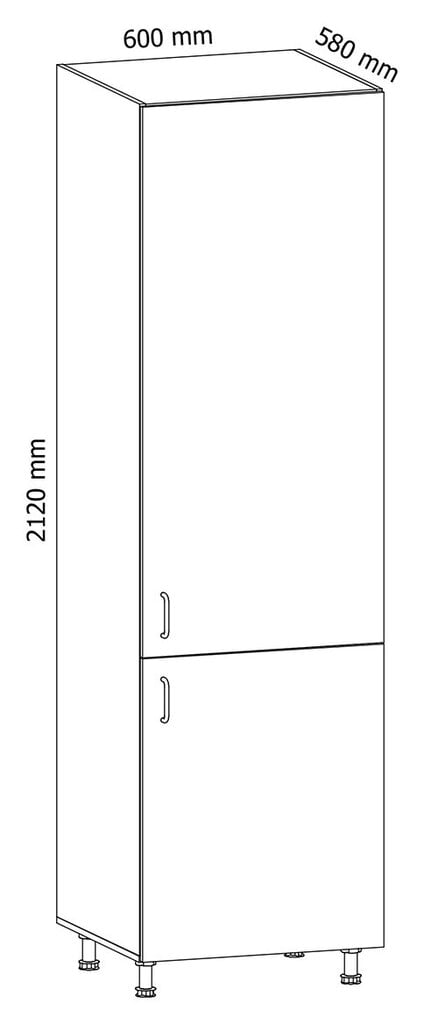 Virtuves skapītis Royal D60ZL, 212x60x58 cm, balts cena un informācija | Virtuves skapīši | 220.lv