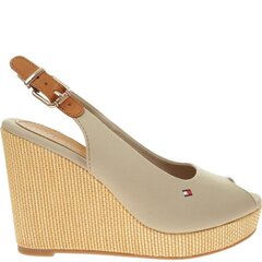 TOMMY HILFIGER sieviešu gaišas sandales Iconic elena wedge sandals cena un informācija | Sieviešu sandales | 220.lv