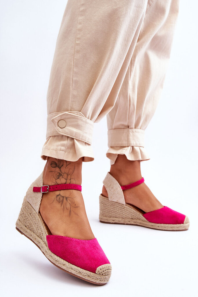 Zamšādas Espadrilles Wedge Sandals Fuchsia Cammer цена и информация | Sieviešu sandales | 220.lv