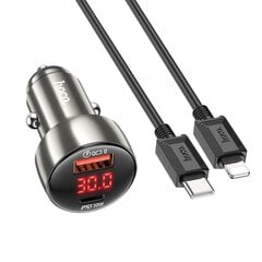 HOCO automašīnas lādētājs USB QC 3.0 + C tips + kabelis no C līdz tipa CPD 48W Leader Z50 metāla pelēks цена и информация | Автомобильные электропринадлежности 12V | 220.lv