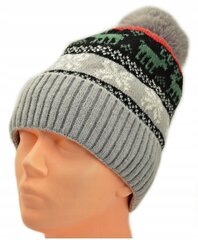 ZIMMER Cepure ar POMPON pelēka WYGODNA Soft Warming vīriešu sieviešu ST-563B cena un informācija | Sieviešu cepures | 220.lv