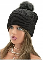 Женская зимняя шапка с помпоном черная удобная мягкая и эластичная ST-564 цена и информация | Женские шапки | 220.lv