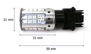 P27/7W LED spuldze 3157 12-24V CANBUS oranžsarkana, divu krāsu ASV 2000lm cena un informācija | Auto spuldzes | 220.lv