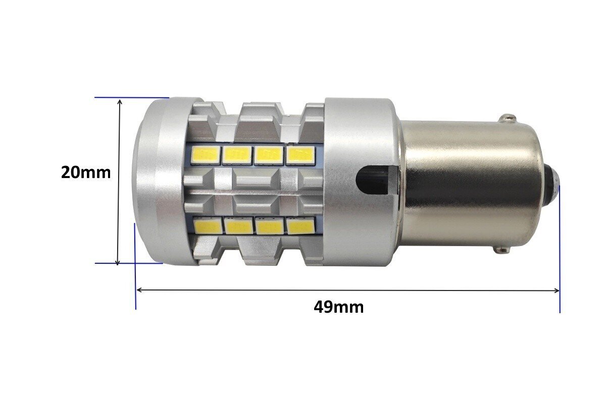 LED spuldze P21W BA15S 12-24V bez bojājuma 2600lm balta cena un informācija | Auto spuldzes | 220.lv