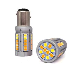 P21/5W LED spuldze BAY15D 12-24V CANBUS balta-oranža 2000 + 800lm cena un informācija | Auto spuldzes | 220.lv