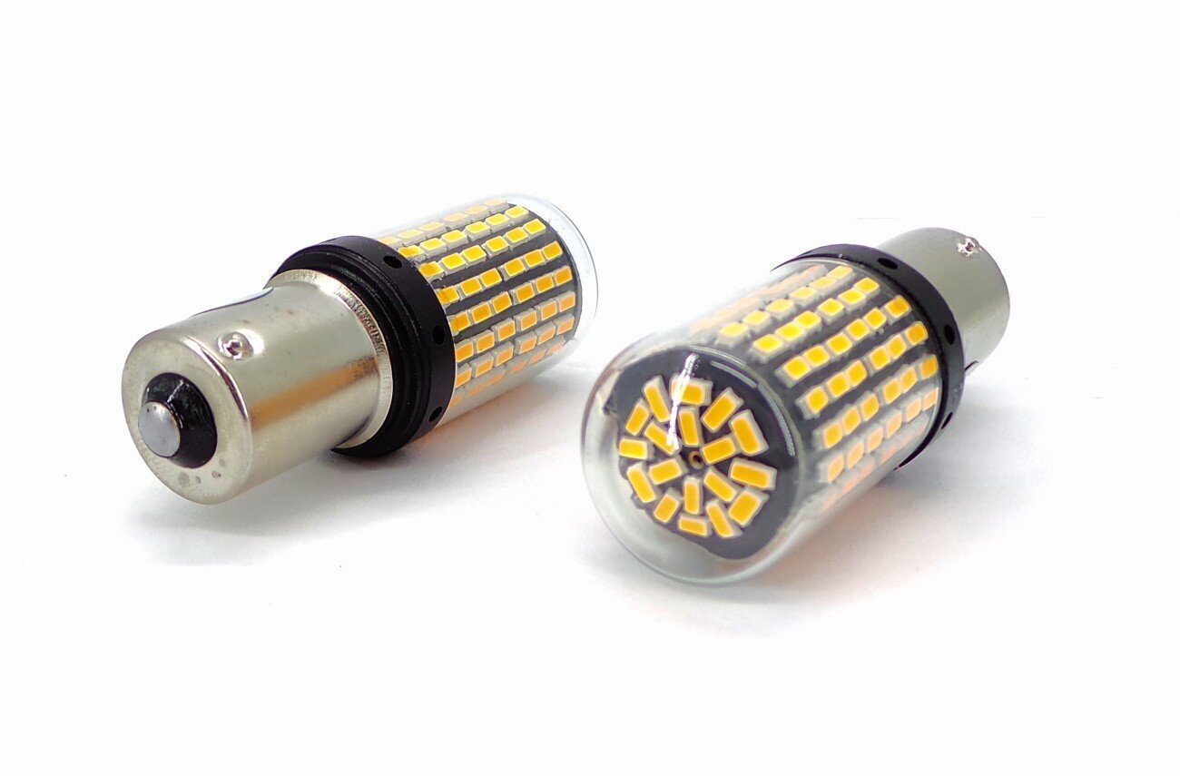 LED spuldzes 2x PY21W, BAU15S 12-24V CANBUS ORANGE PREMIUM cena un informācija | Auto spuldzes | 220.lv