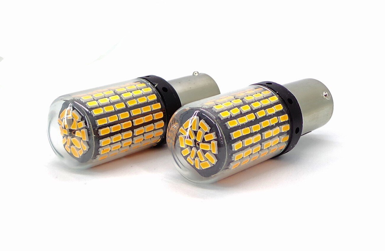 LED spuldzes 2x PY21W, BAU15S 12-24V CANBUS ORANGE PREMIUM cena un informācija | Auto spuldzes | 220.lv