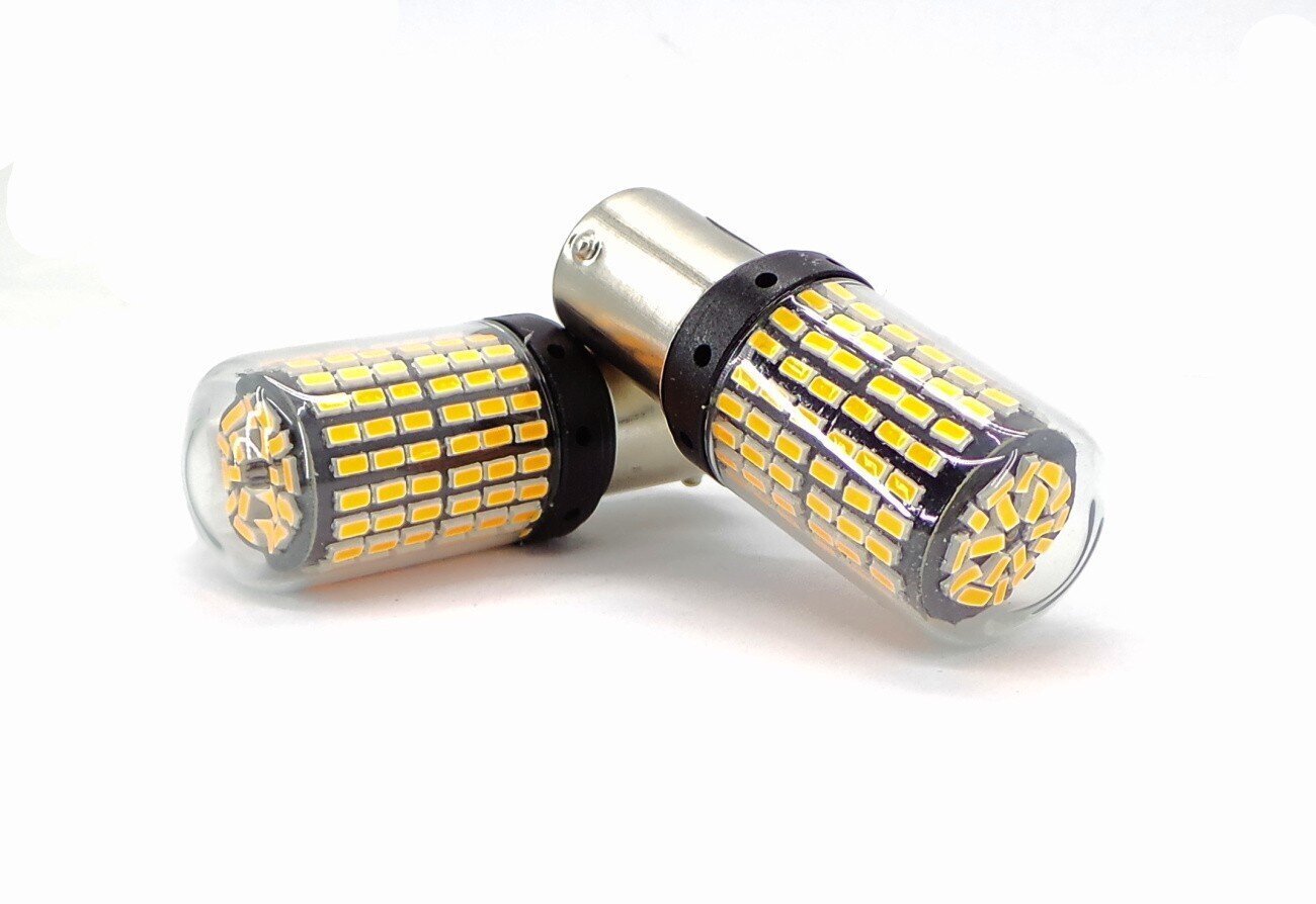 LED spuldzes 2x PY21W, BAU15S 12-24V CANBUS ORANGE PREMIUM cena un informācija | Auto spuldzes | 220.lv