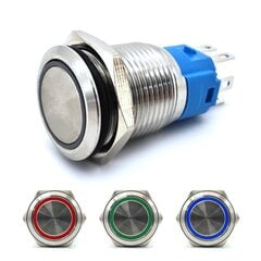 Ieslēgšanas/izslēgšanas slēdzis, LED aizdares poga 18 mm 3-colors in-1 12V cena un informācija | Auto spuldzes | 220.lv