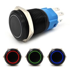 Ieslēgšanas/izslēgšanas slēdzis, LED aizdares poga 18 mm 3-colors in-1 melns 12V cena un informācija | Auto spuldzes | 220.lv