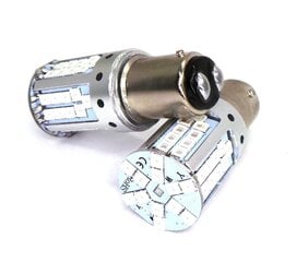 P21/5W LED spuldze BAY15D 12-24V CANBUS oranžsarkana, divu krāsu ASV 2000lm cena un informācija | Auto spuldzes | 220.lv