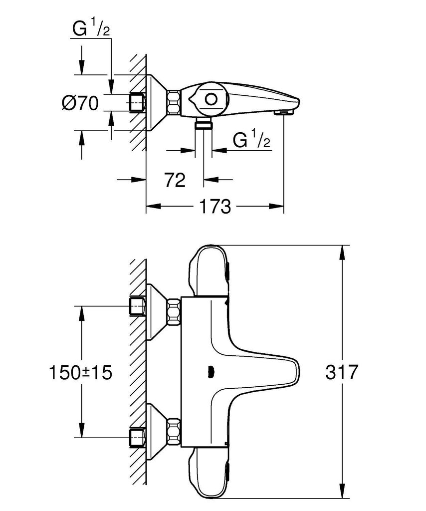 Termostata dušas jaucējkrāns Grohe Grohetherm 1000, 34155003 цена и информация | Jaucējkrāni | 220.lv