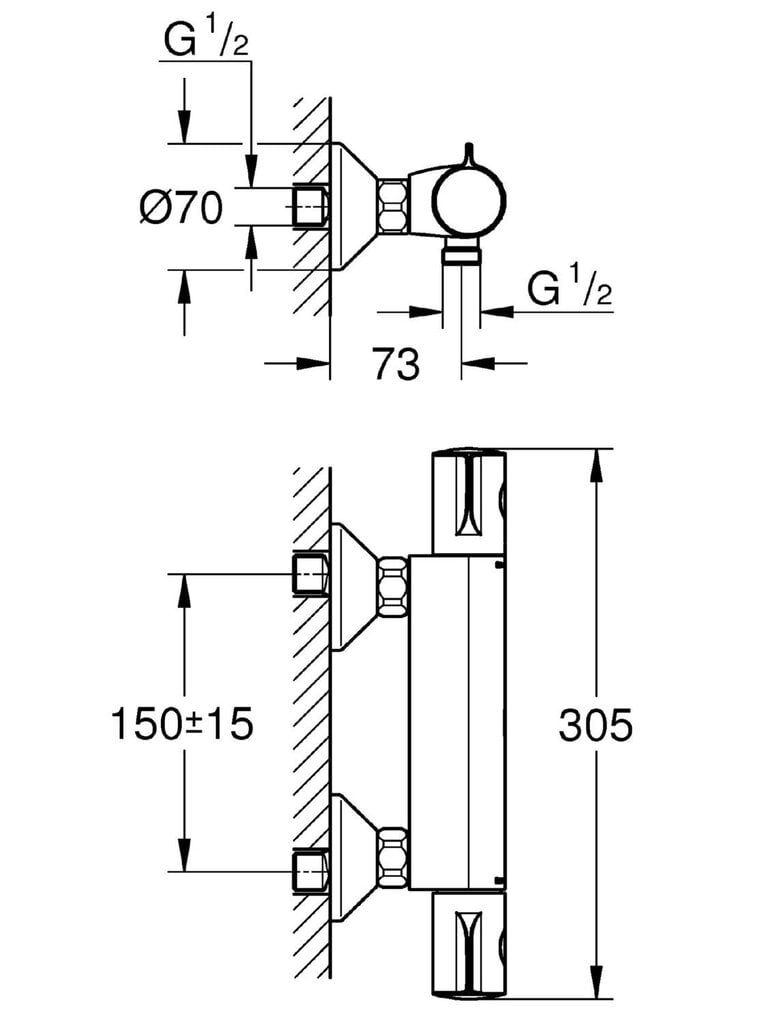 GROHE Grohtherm 800 termostata dušas jaucējkrāns, ūdeni taupošs, hromēts, 34558000 цена и информация | Jaucējkrāni | 220.lv