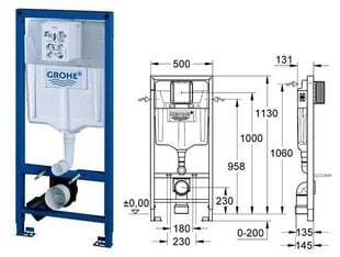 WC комплект Grohe Rapid SL 3in1 с кнопкой смыва Skate Air, 38722001 цена и информация | Унитазы | 220.lv