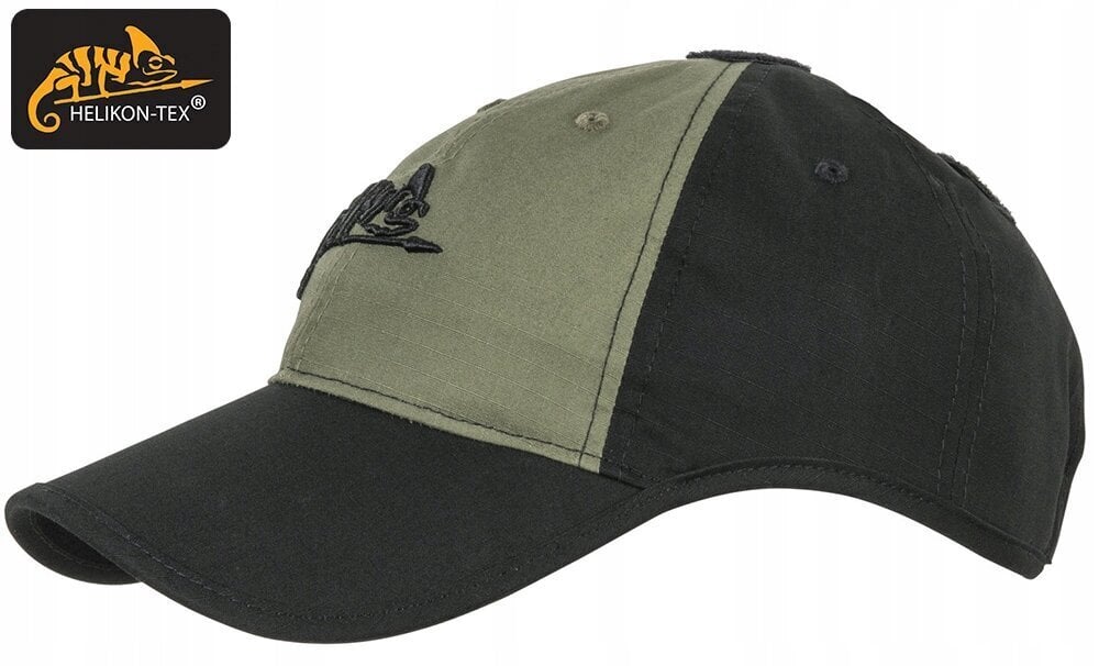 Universāla beisbola cepure HELIKON-TEX Logo Cap melna / olīvu zaļa cena un informācija | Vīriešu cepures, šalles, cimdi | 220.lv
